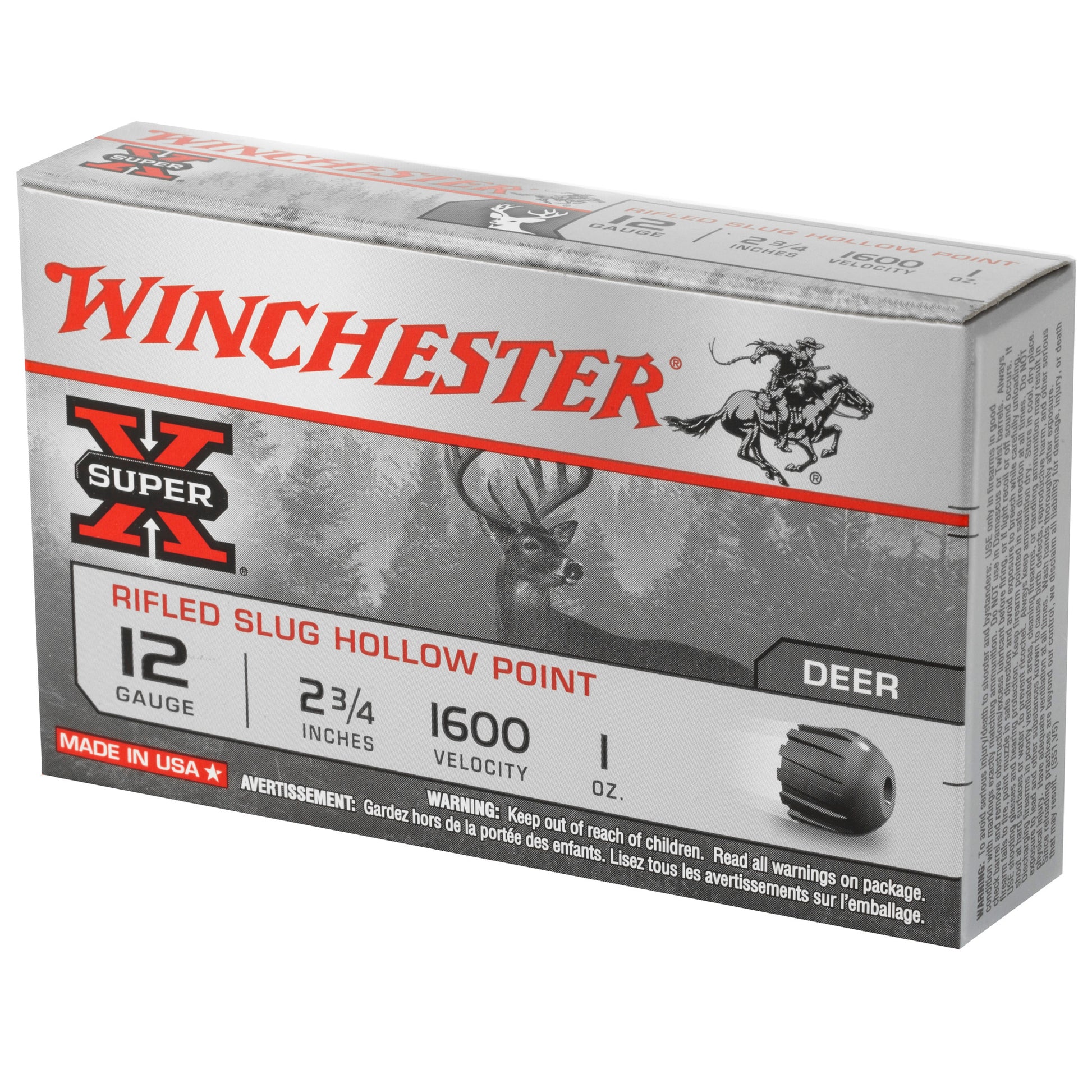 Winchester Ammunition Super-X 12 Gauge 2.75-Inch 1 oz Rifled Slug - Pack of 5
