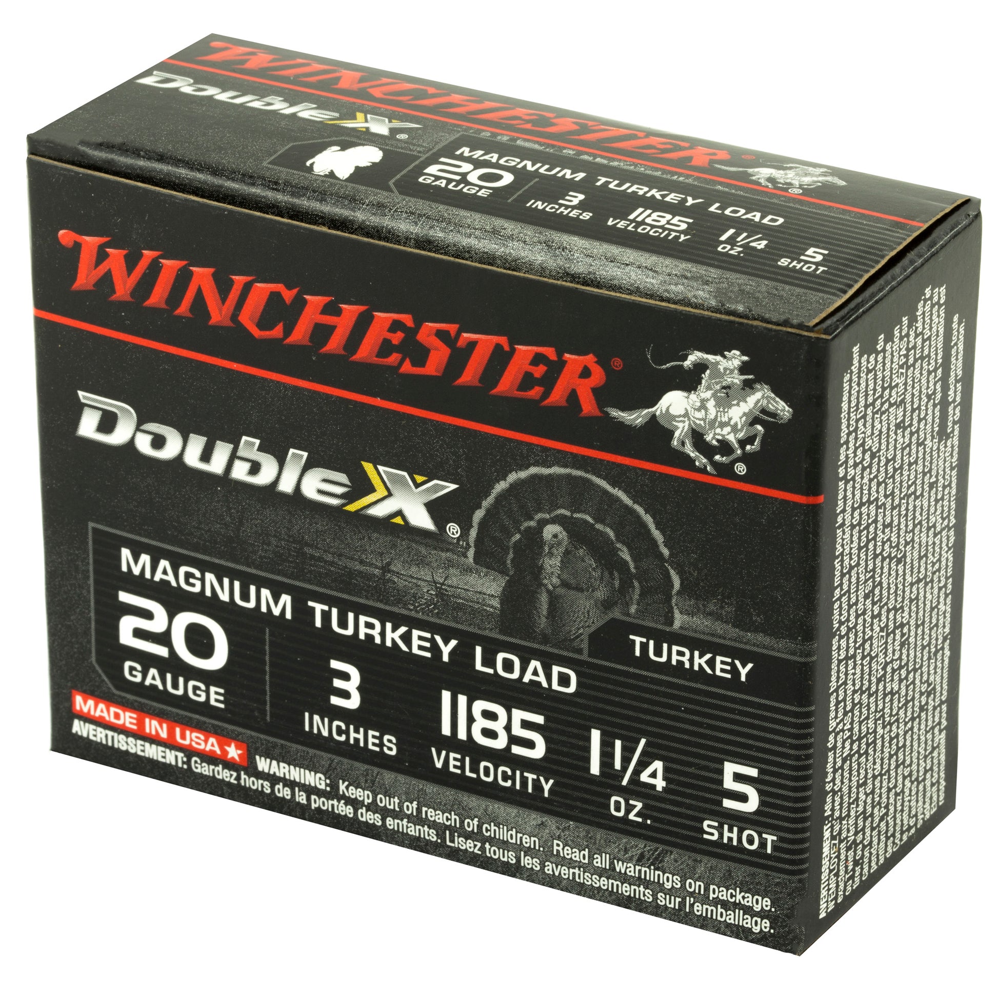 Winchester Ammunition Double X 20 Gauge Shotshells - 1 1/4 oz #5 Shot, High-Velocity Performance