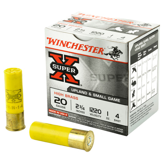 Winchester Ammunition Super-X 20 Gauge Shotshells * 1 oz #4 Shot, 2 3/4 Dram, 25 Rounds Per Box