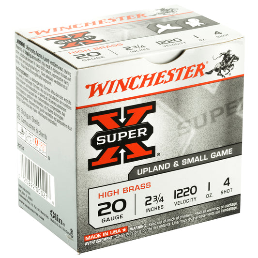 Winchester Ammunition Super-X 20 Gauge Shotshells * 1 oz #4 Shot, 2 3/4 Dram, 25 Rounds Per Box