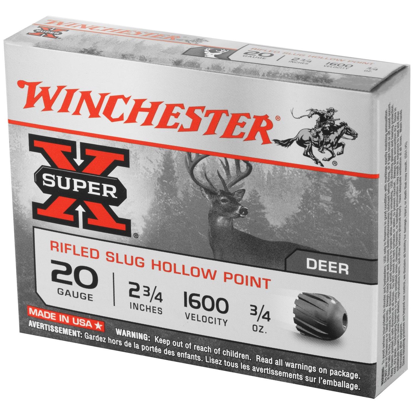 Winchester Ammunition Super-X 20 Gauge Rifled Slug (Part Number: X20RSM5)