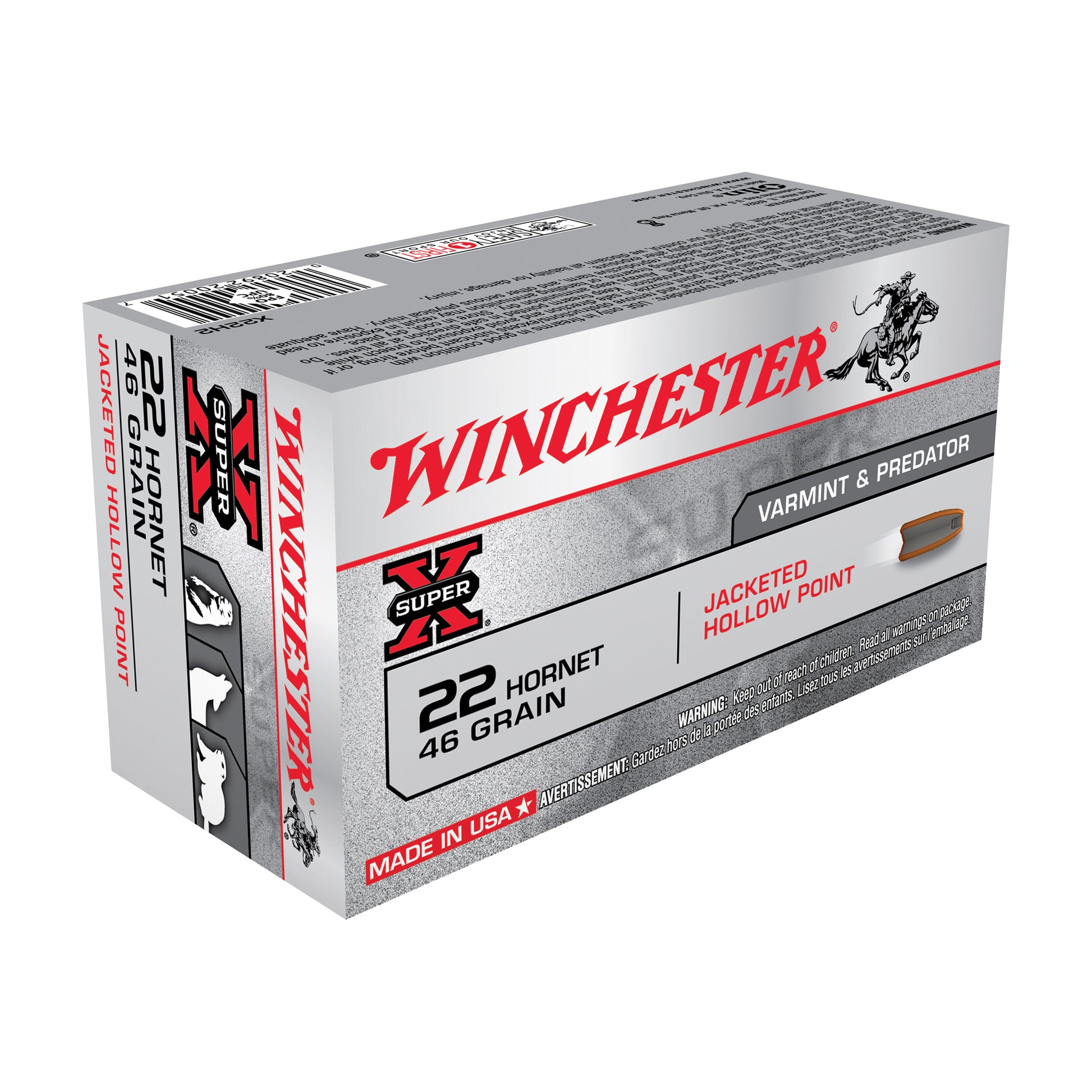 Winchester Ammunition Super-X 22 Hornet 46-Grain Hollow Point Ammo (50 Rounds per Box)
