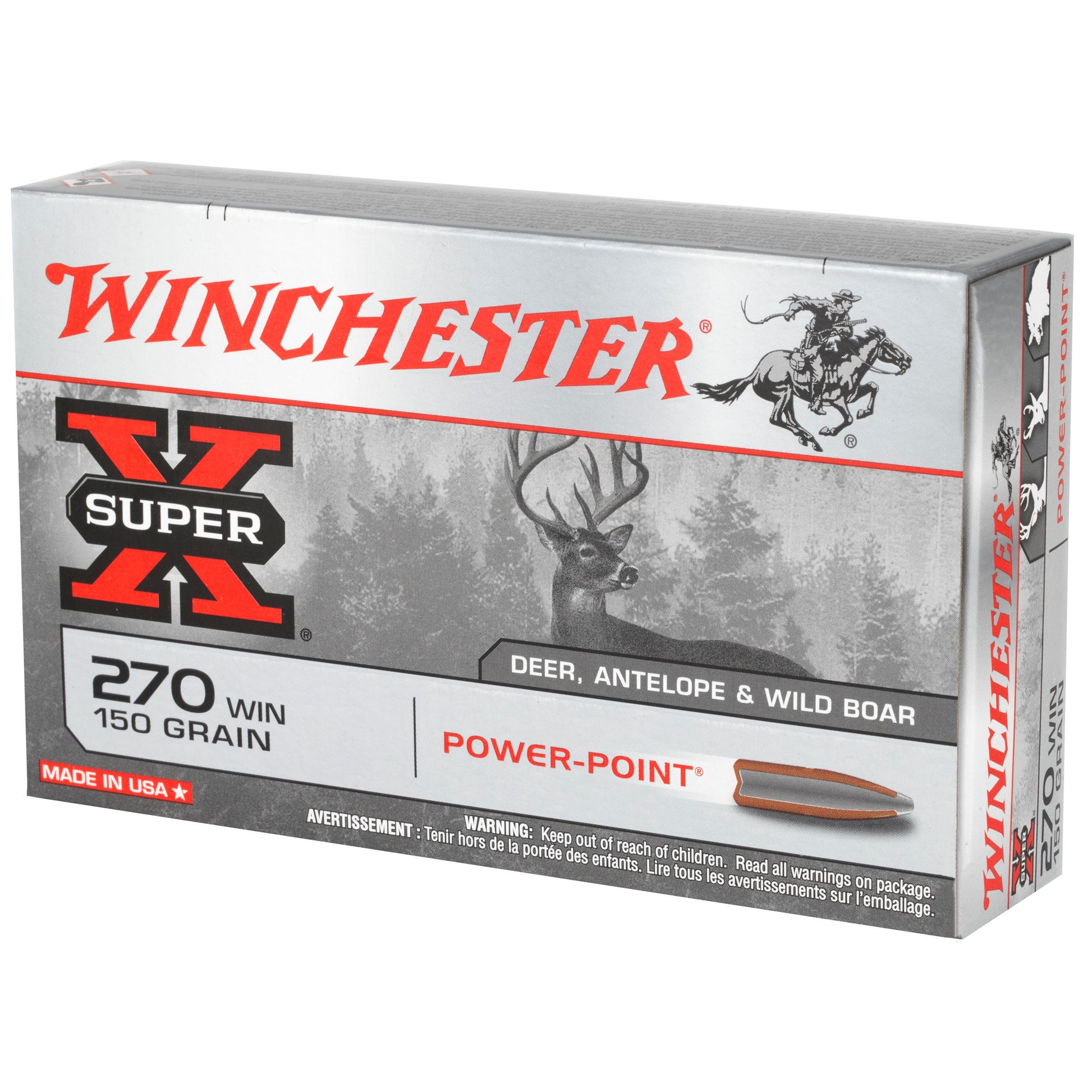 Winchester Ammunition Super-X Power Point .270 Winchester 150-Grain Hunting Ammo (20 Rounds per Box)