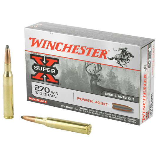 Winchester Ammunition Super-X Power-Point 270 Winchester 130 Grain Centerfire Rifle Ammo - 20 Rounds per Box
