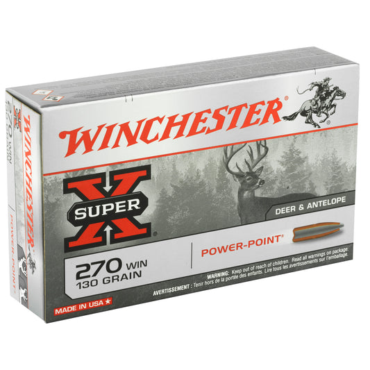 Winchester Ammunition Super-X Power-Point 270 Winchester 130 Grain Centerfire Rifle Ammo - 20 Rounds per Box
