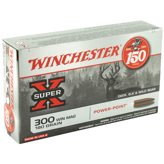 Winchester Ammunition Super-X Power Point 300 Winchester Magnum 180-Grain Rifle Ammo, 20 Rounds per Box