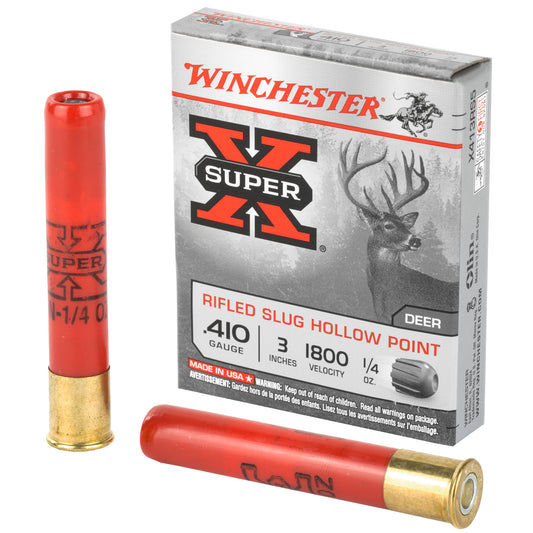 Winchester Ammunition Super-X 410 Gauge Rifled Slug, 1/4 oz, 5 Rounds per Box