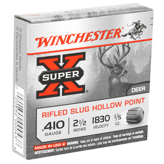 Winchester Ammunition Super-X 410 Gauge Rifled Slug - 1/5 oz, Pack of 5