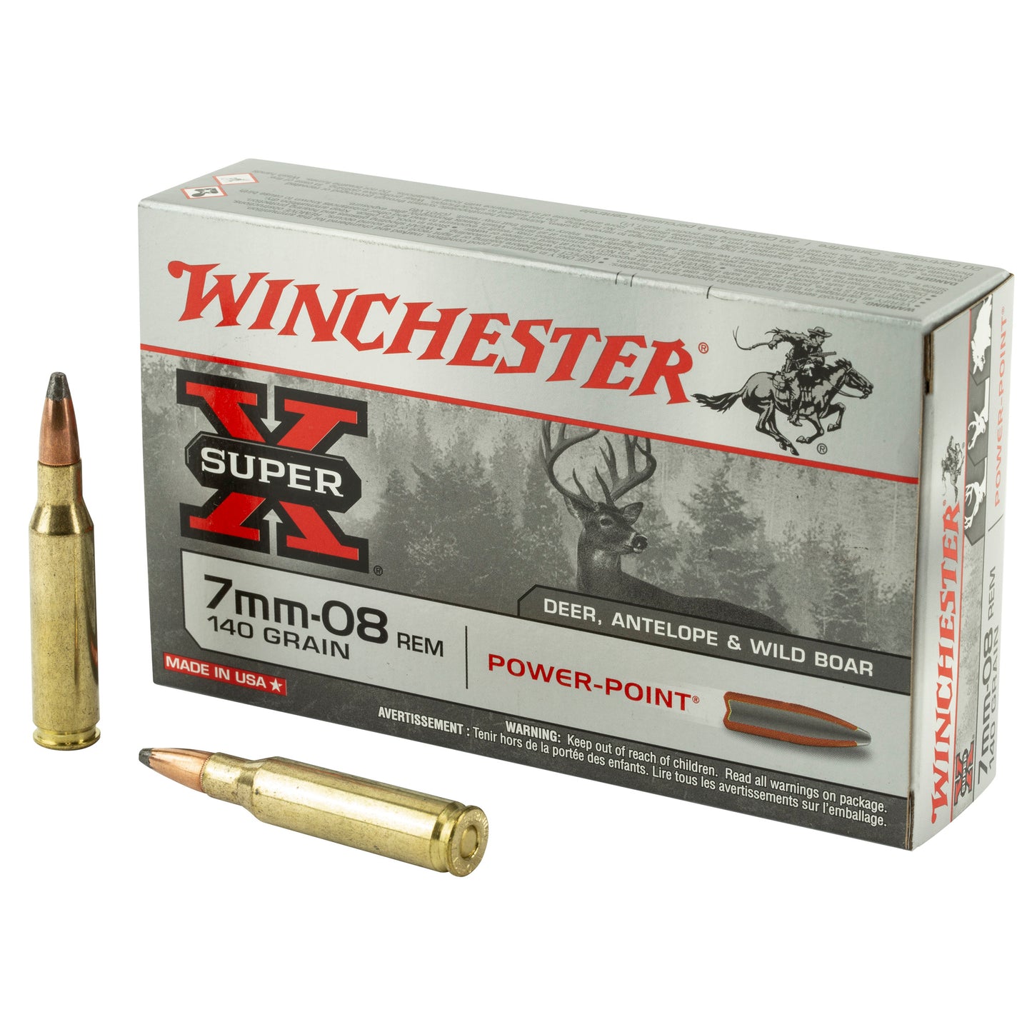 Winchester Ammunition Super-X Power Point 7mm-08 Remington, 140 Grain - Reliable Performance for Hunting and Shooting
