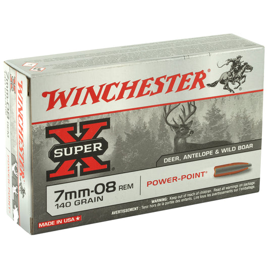 Winchester Ammunition Super-X Power Point 7mm-08 Remington, 140 Grain - Reliable Performance for Hunting and Shooting