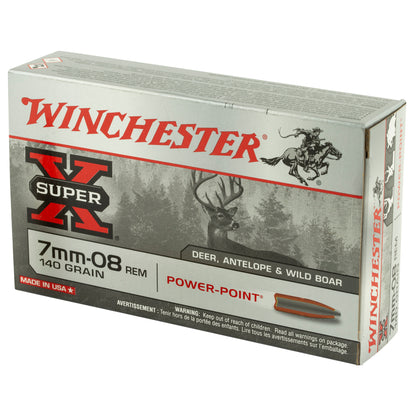 Winchester Ammunition Super-X Power Point 7mm-08 Remington, 140 Grain - Reliable Performance for Hunting and Shooting