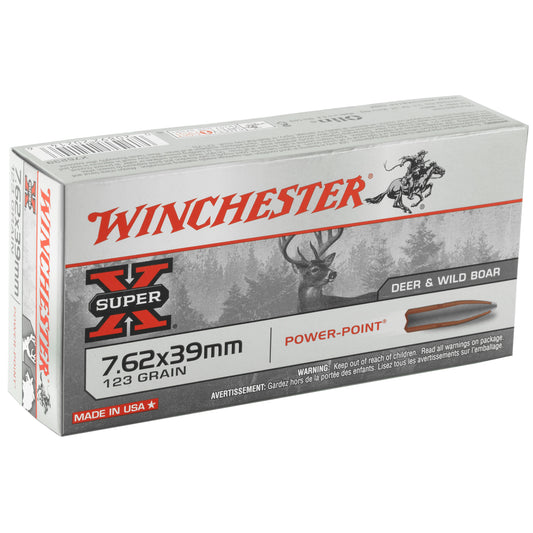 Winchester Ammunition Super-X Power-Point 7.62x39 123 Grain Rifle Ammo - 20 Rounds per Box