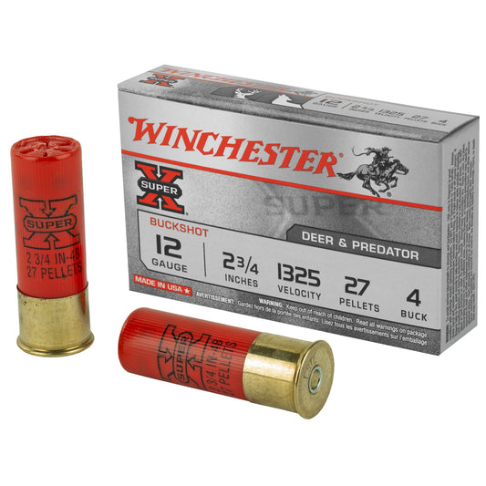 Winchester Ammunition Super-X 12 Gauge 2.75-Inch 4 Buckshot - 5 Rounds Per Box
