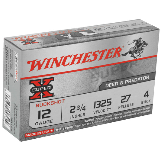 Winchester Ammunition Super-X 12 Gauge 2.75-Inch 4 Buckshot - 5 Rounds Per Box