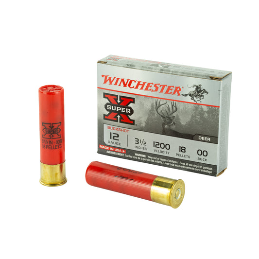 Winchester Ammunition Super-X 12 Gauge 3.5-Inch 00 Buckshot - 5 Rounds per Box