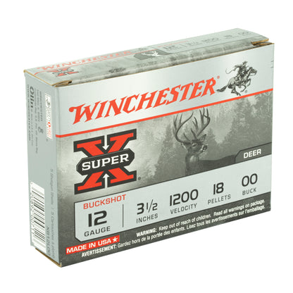 Winchester Ammunition Super-X 12 Gauge 3.5-Inch 00 Buckshot - 5 Rounds per Box