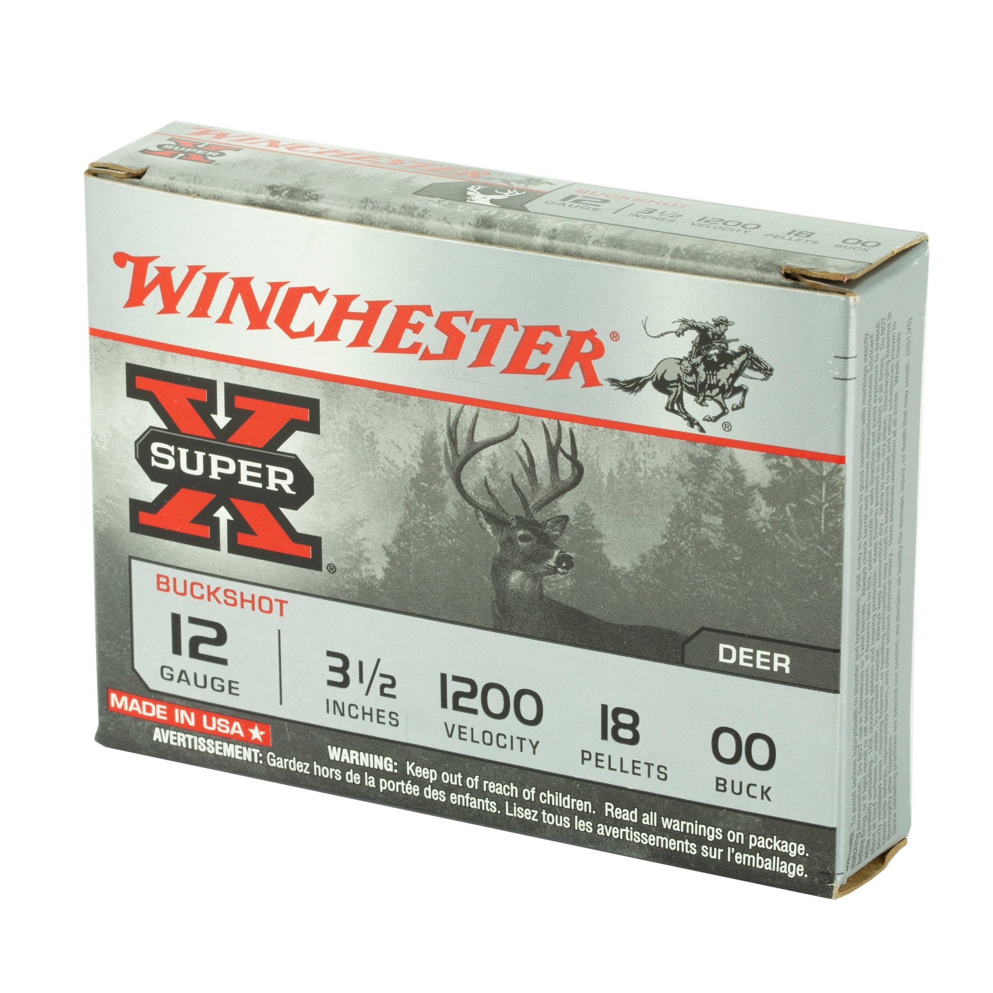 Winchester Ammunition Super-X 12 Gauge 3.5-Inch 00 Buckshot - 5 Rounds per Box