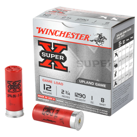 Winchester Ammunition Super-X 12 Gauge 2.75-Inch Shotshells * 1 oz #8, 25 Rounds per Box