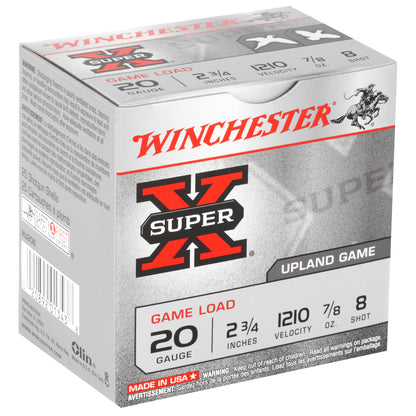 Winchester Ammunition Super-X 20 Gauge Shotshells - 2.75 Inch, #8 Shot, 0.875 Ounce, 25 Rounds per Box