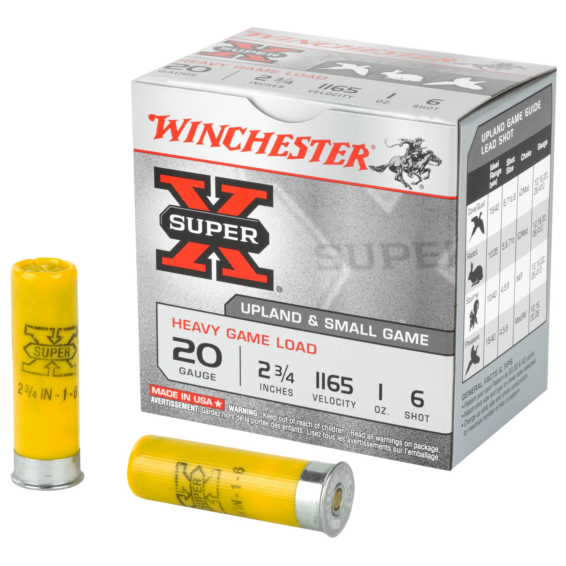 Winchester Ammunition Super-X 20 Gauge Shotshells, 1 oz #6, 25 Rounds per Box