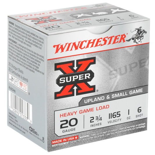 Winchester Ammunition Super-X 20 Gauge Shotshells, 1 oz #6, 25 Rounds per Box