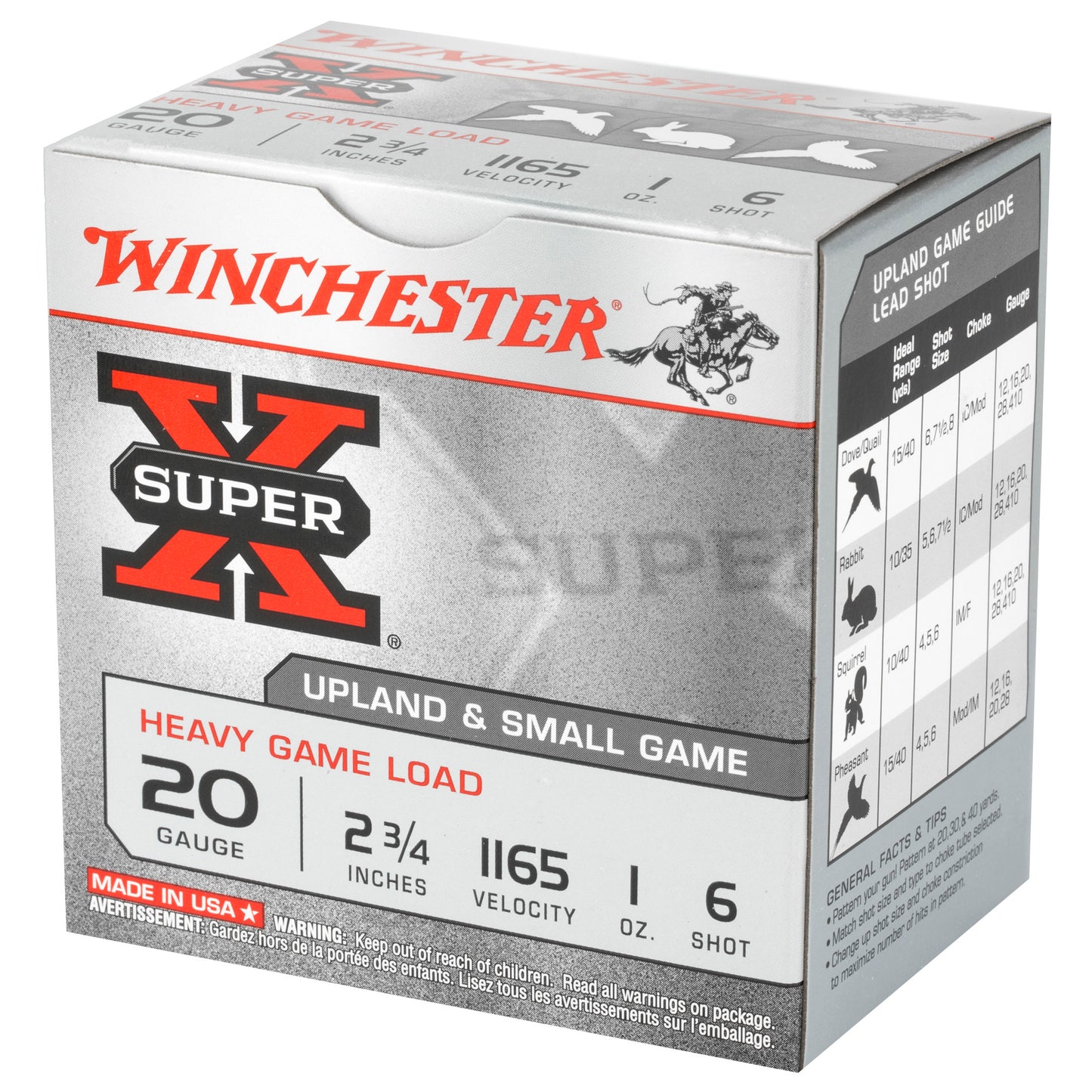 Winchester Ammunition Super-X 20 Gauge Shotshells, 1 oz #6, 25 Rounds per Box