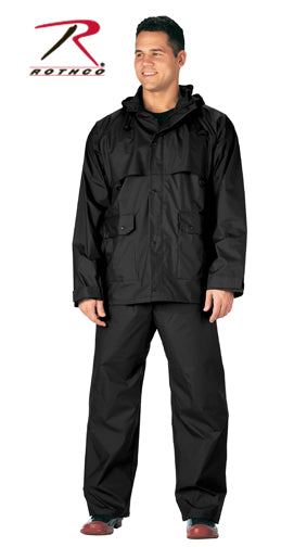 Rothco 2 Piece Microlite PVC Rainsuit Black Size 3XL