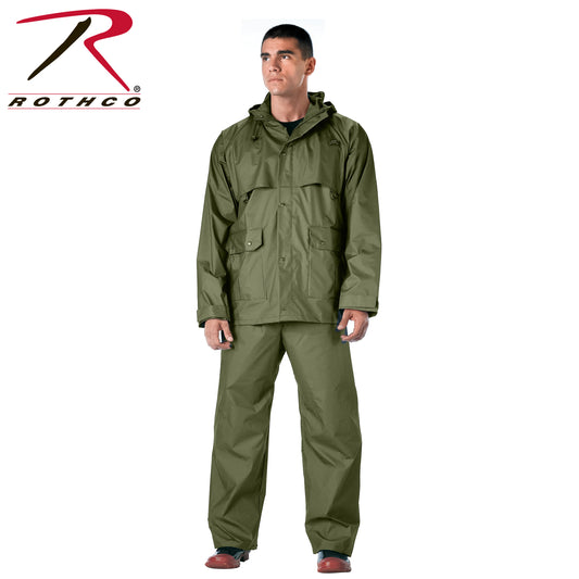 Rothco 2 Piece Microlite PVC Rainsuit Olive Drab Size S