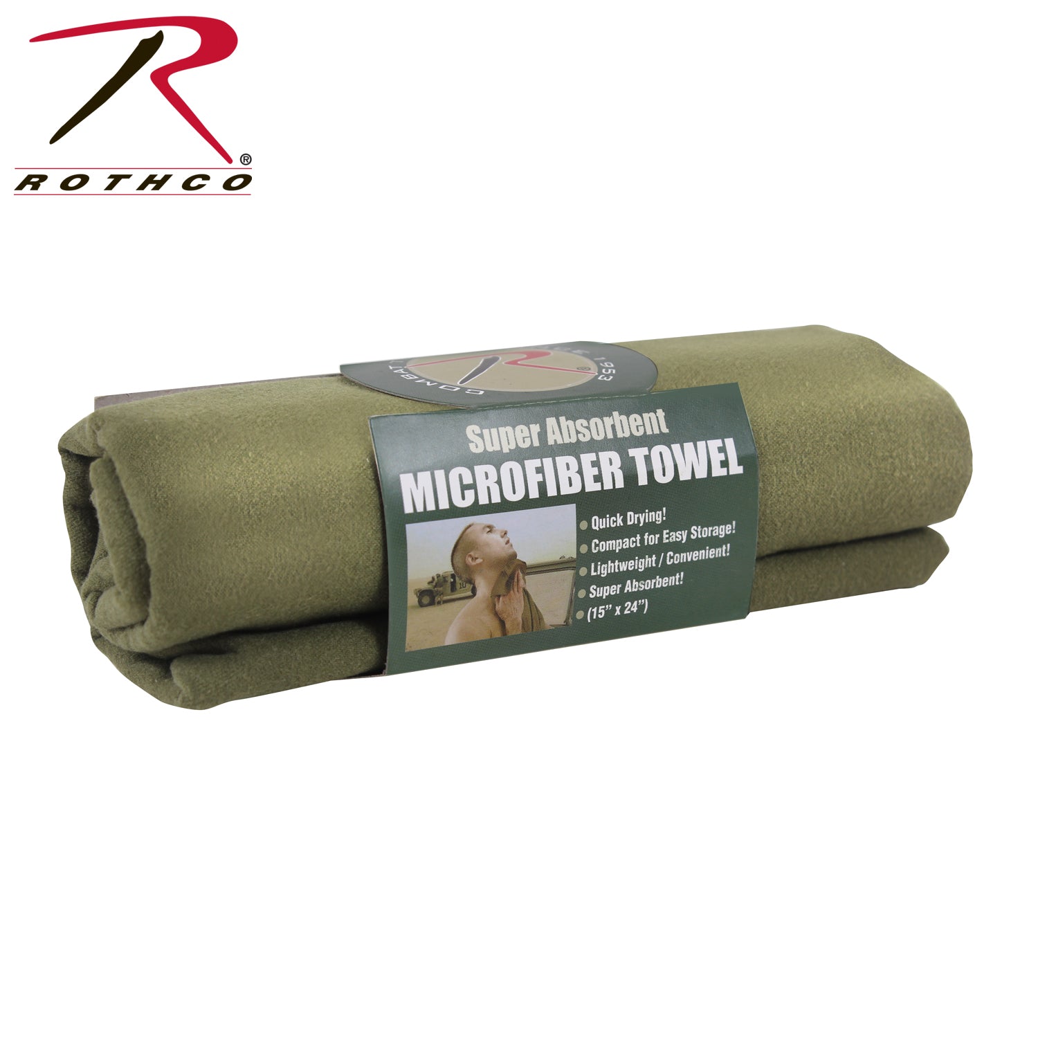 Rothco Microfiber Towel Olive Drab Size 15" x 24"