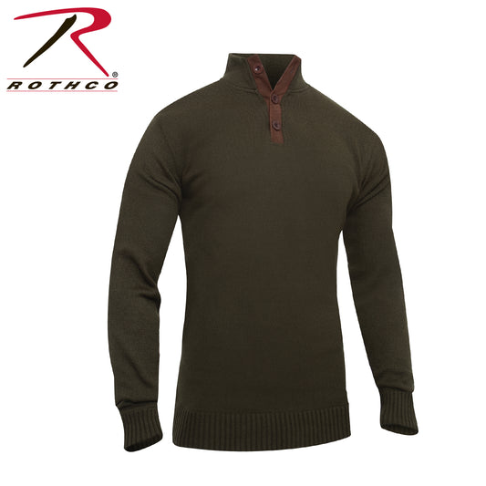 Rothco 3-Button Sweater with Suede Accents Olive Drab Size 2XL