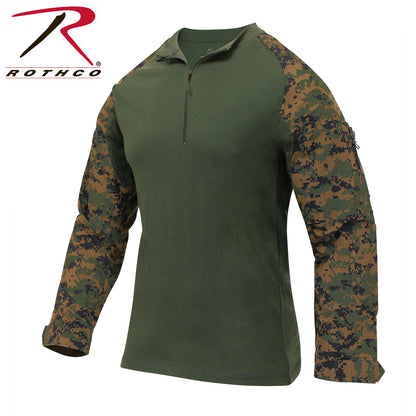 Rothco 1/4 Zip Tactical Airsoft Combat Shirt Woodland Digital Camo Size M