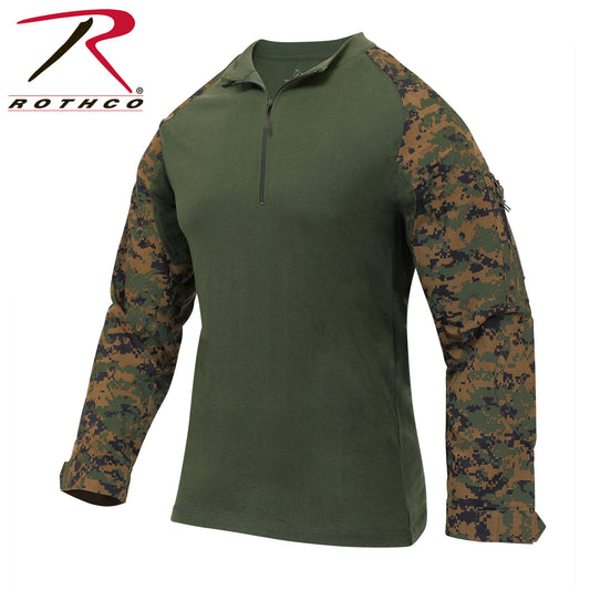 Rothco 1/4 Zip Tactical Airsoft Combat Shirt Woodland Digital Camo Size XL