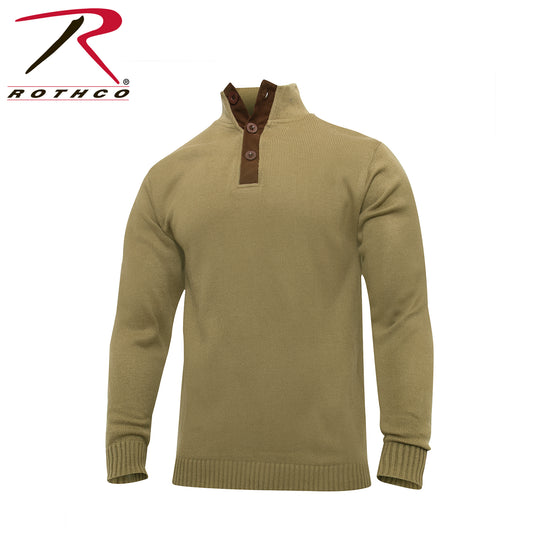 Rothco 3-Button Sweater with Suede Accents Khaki Size 2XL