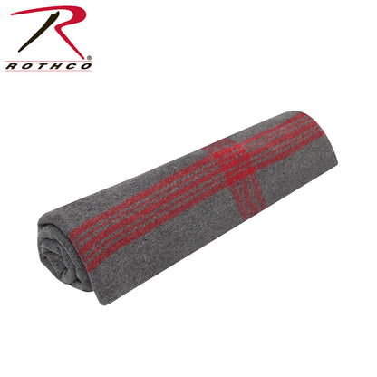 Rothco Striped Outdoor Wool Blanket  Grey / Red Size One Size