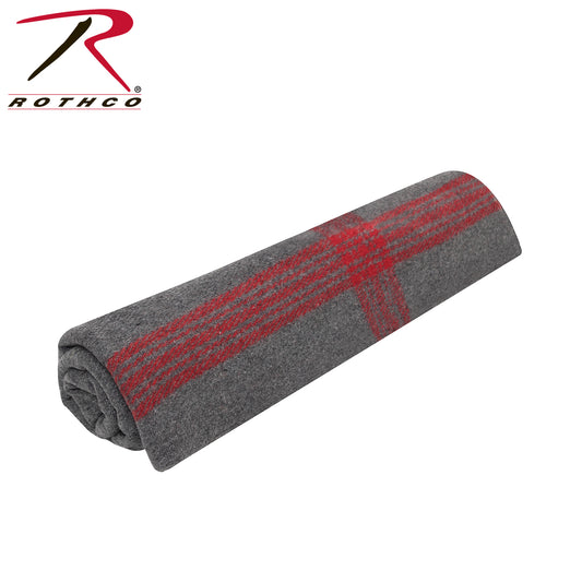 Rothco Striped Outdoor Wool Blanket  Grey / Red Size One Size