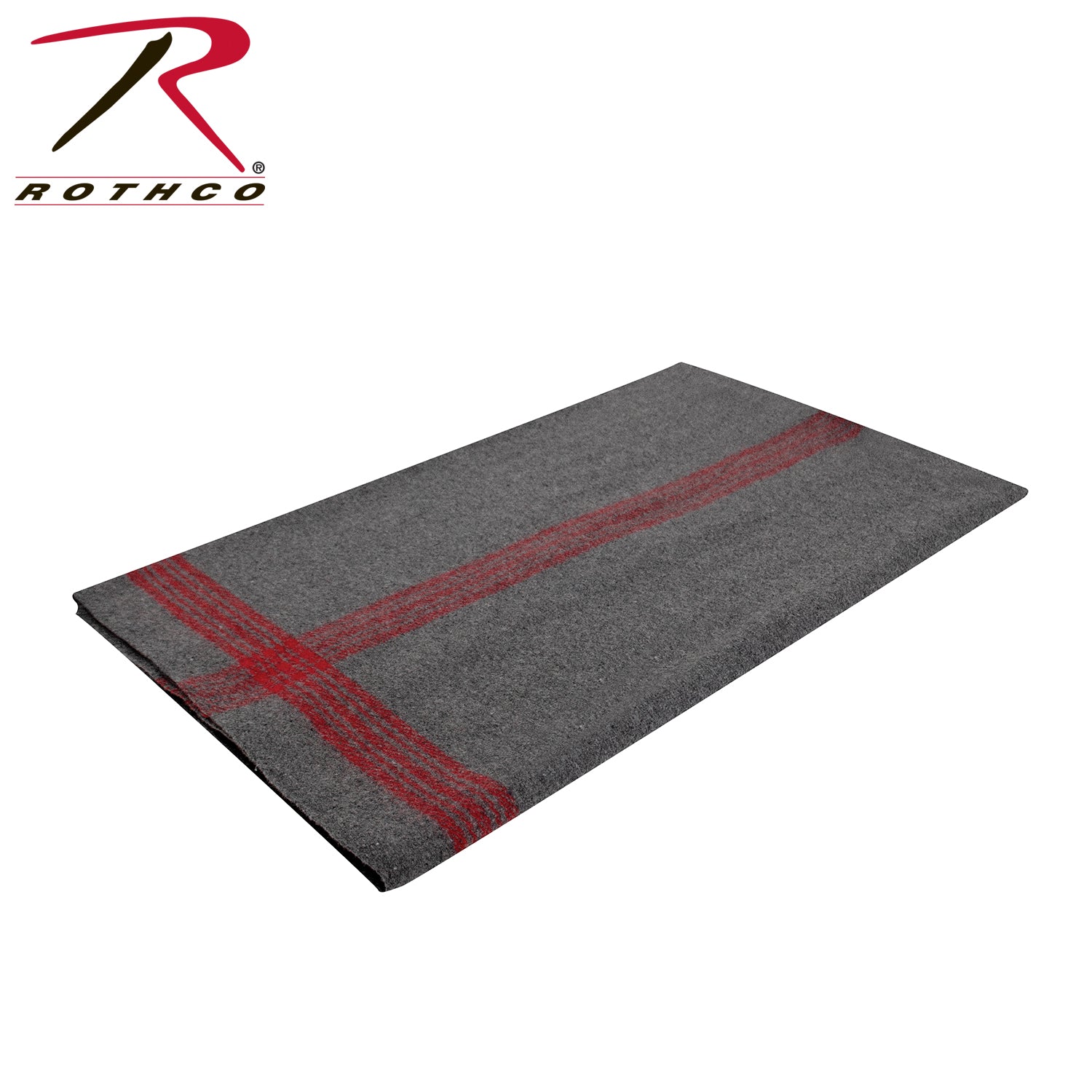 Rothco Striped Outdoor Wool Blanket  Grey / Red Size One Size