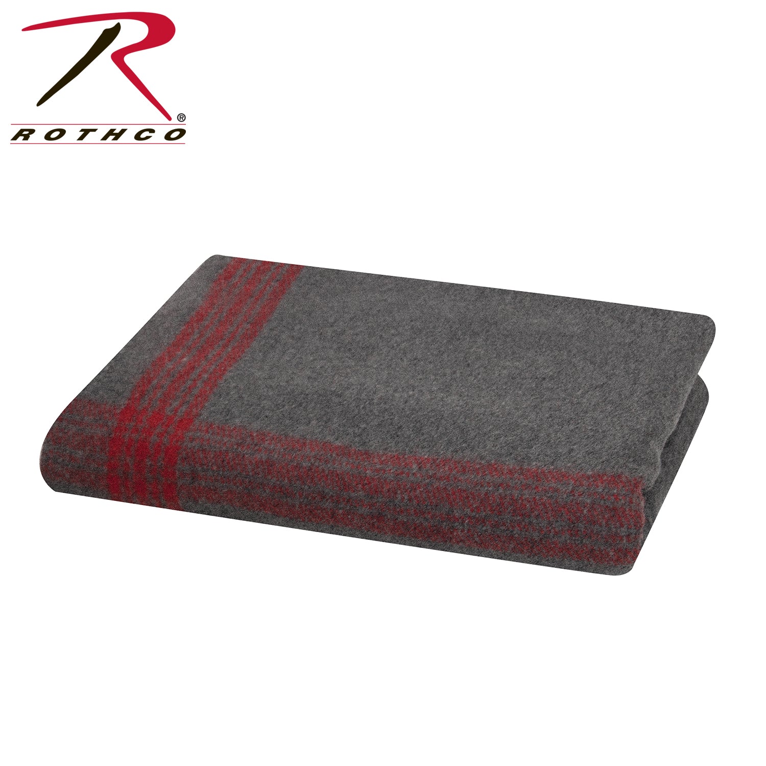 Rothco Striped Outdoor Wool Blanket  Grey / Red Size One Size