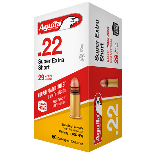 Aguila Ammunition 22 Short High Velocity Rimfire Ammo * Copper Plated Round Nose, 29 Grain - 50 Rounds per Box