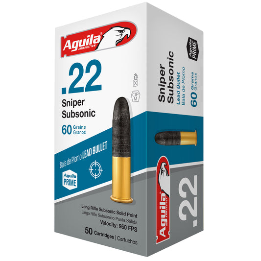 Aguila Ammunition 22LR SnipeSub 60-Grain Solid Point Rounds - Perfect for Target Shooting and Plinking