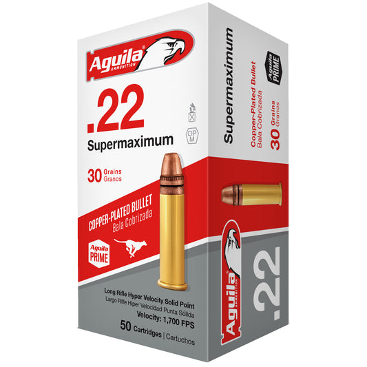 Aguila Ammunition 22LR Supermaximum Solid Point Ammo * 30 Grain, 50 Rounds per Box