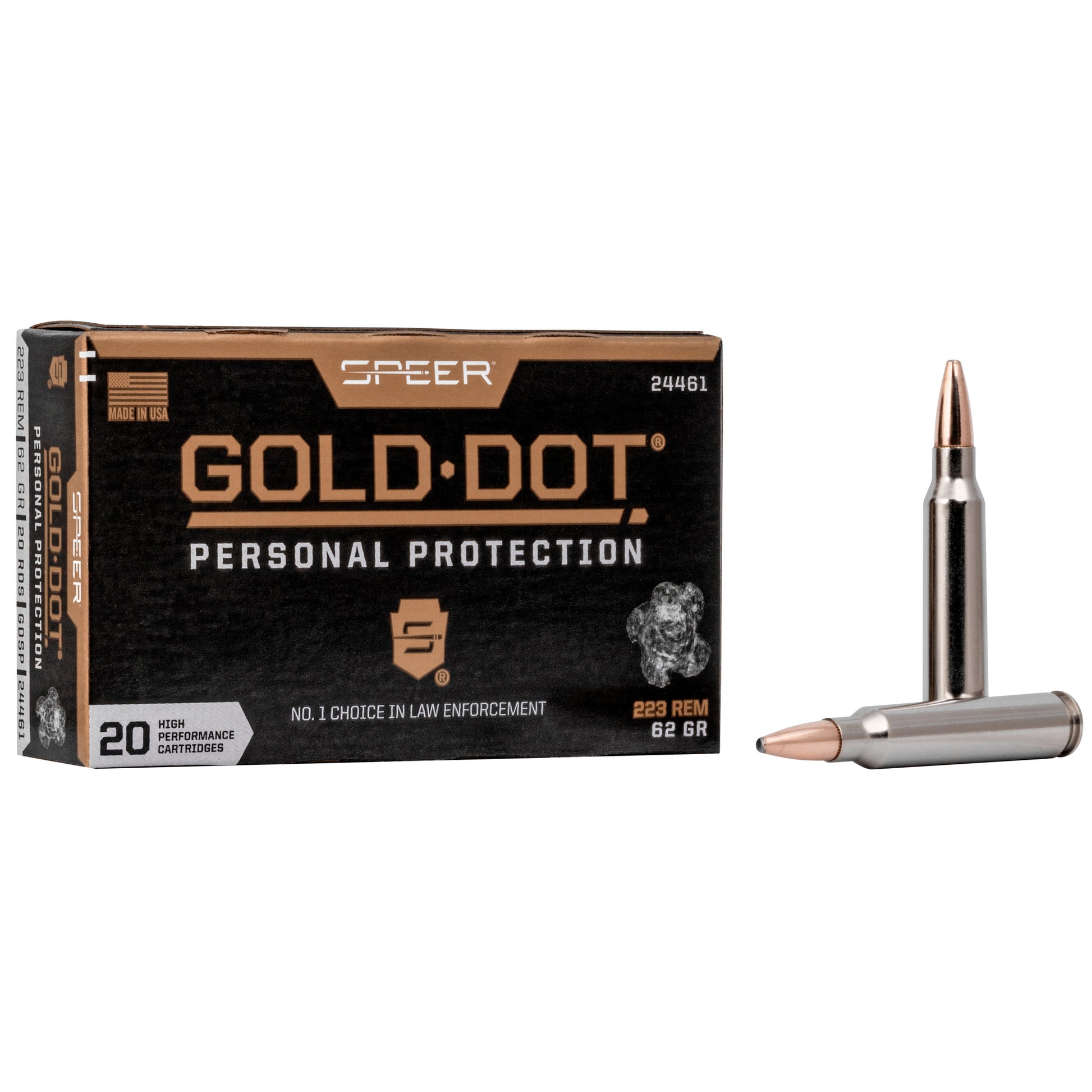 Speer Ammunition Gold Dot 223 Remington 62 Grain Hollow Point - 20 Rounds Per Box