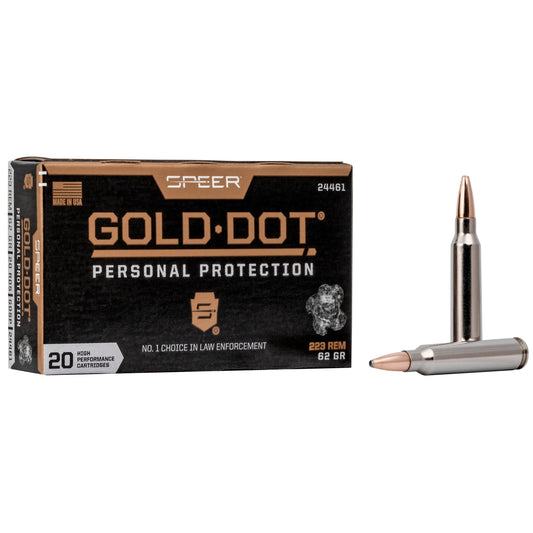 Speer Ammunition Gold Dot 223 Remington 62 Grain Hollow Point - 20 Rounds Per Box