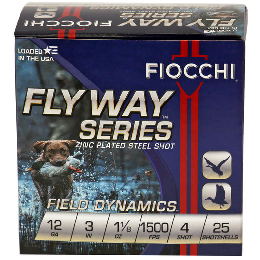 Fiocchi Ammunition 12 Gauge Flyway Steel Shotshells - #4 Steel Shot, 25 Rounds