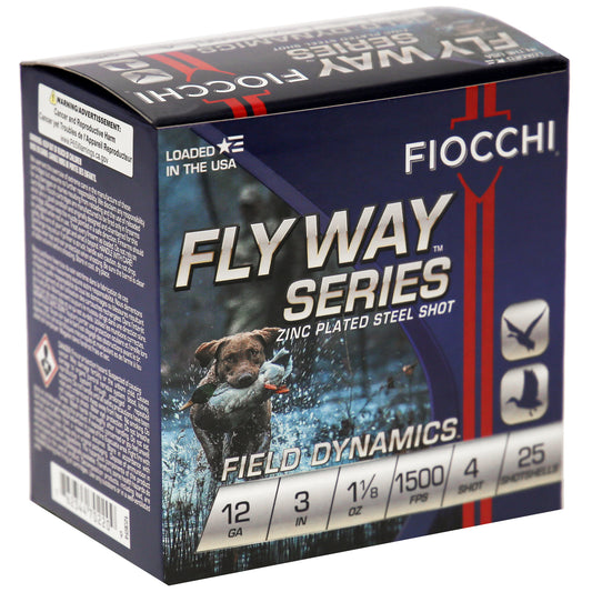 Fiocchi Ammunition 12 Gauge Flyway Steel Shotshells - #4 Steel Shot, 25 Rounds