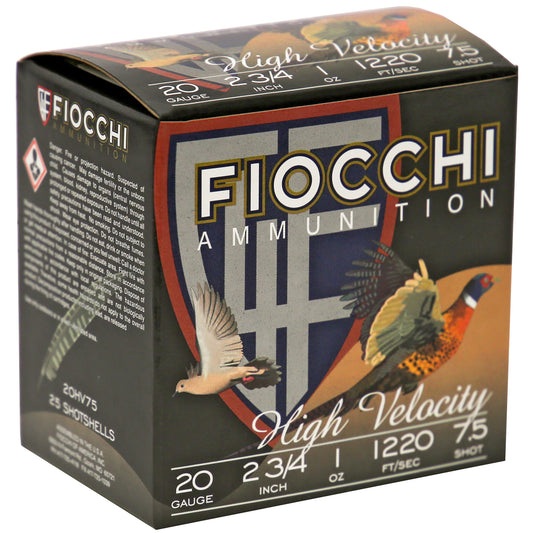 Fiocchi Ammunition 20 Gauge Lead Hunting Shotshells, #7.5 * Reliable Upland Game Load, 25 Rounds per Box