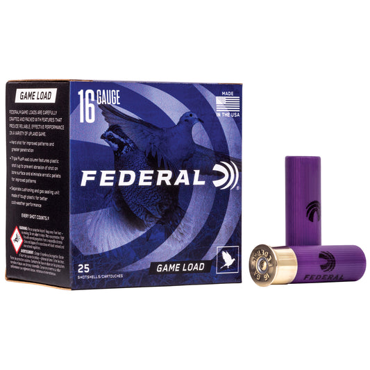 Federal Game Load 16 Gauge 2.75-inch, #8 Lead Shot * Reliable Upland Bird Hunting Ammunition
