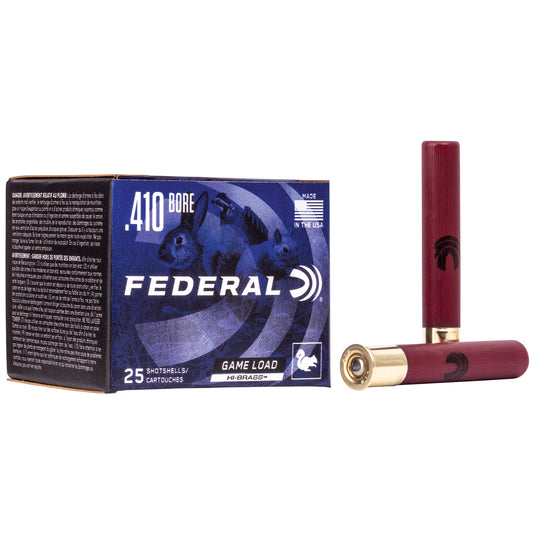 Federal GameShok Hi-Brass 410 Gauge Shotshells, 3 Shot, 0.6875 oz, Max Dram, 25 Rounds per Box