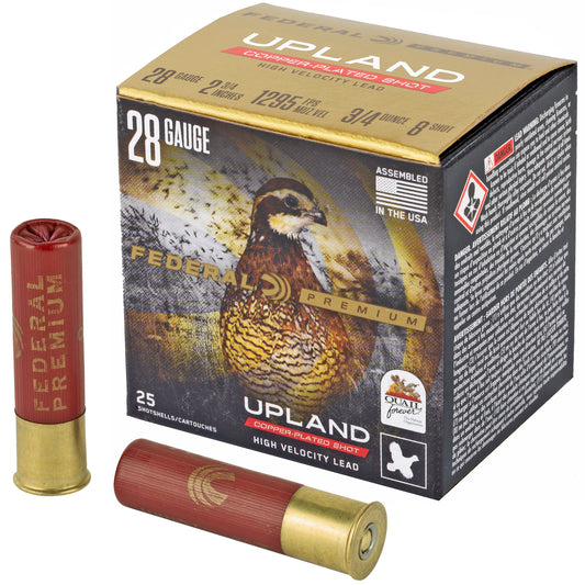 Federal Upland 28 Gauge #8 Shotshells * 3/4 oz, 25 Rounds per Box