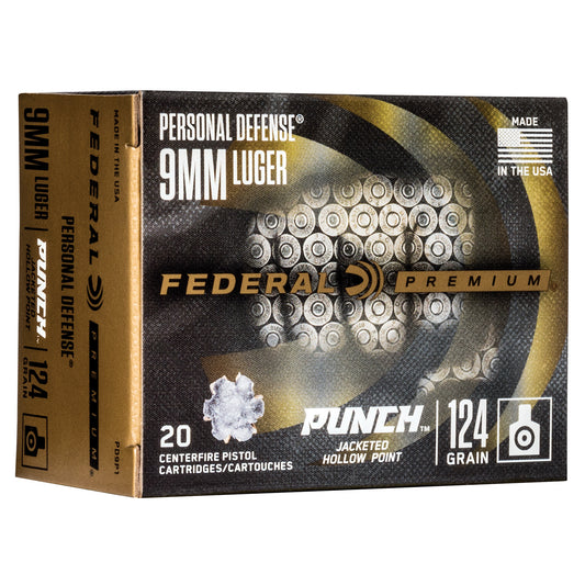 Federal Premium Punch 9mm 124 Grain Hollow Point Ammunition * Reliable Self-Defense Load
