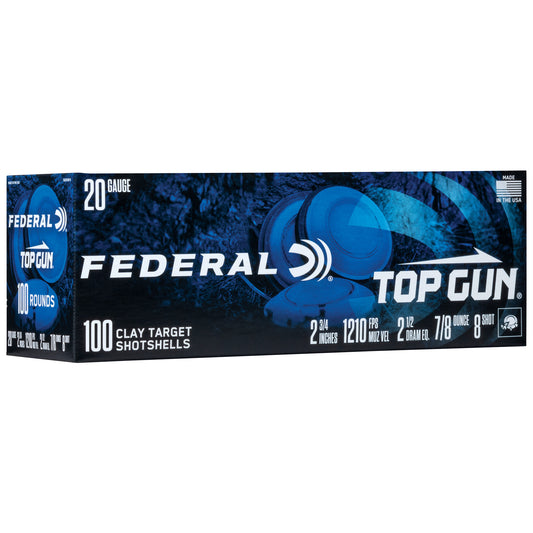 Federal Top Gun 20 Gauge Shotshells * 7/8 oz #8 Lead, Reliable Clays and Target Shooting
